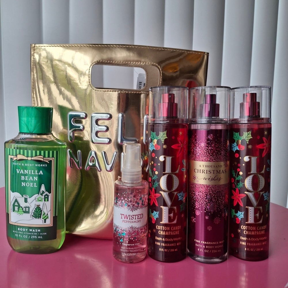 Bath & Body Works FELIZ NAVIDAD Mists Body Wash Christmas Gift Bag Set